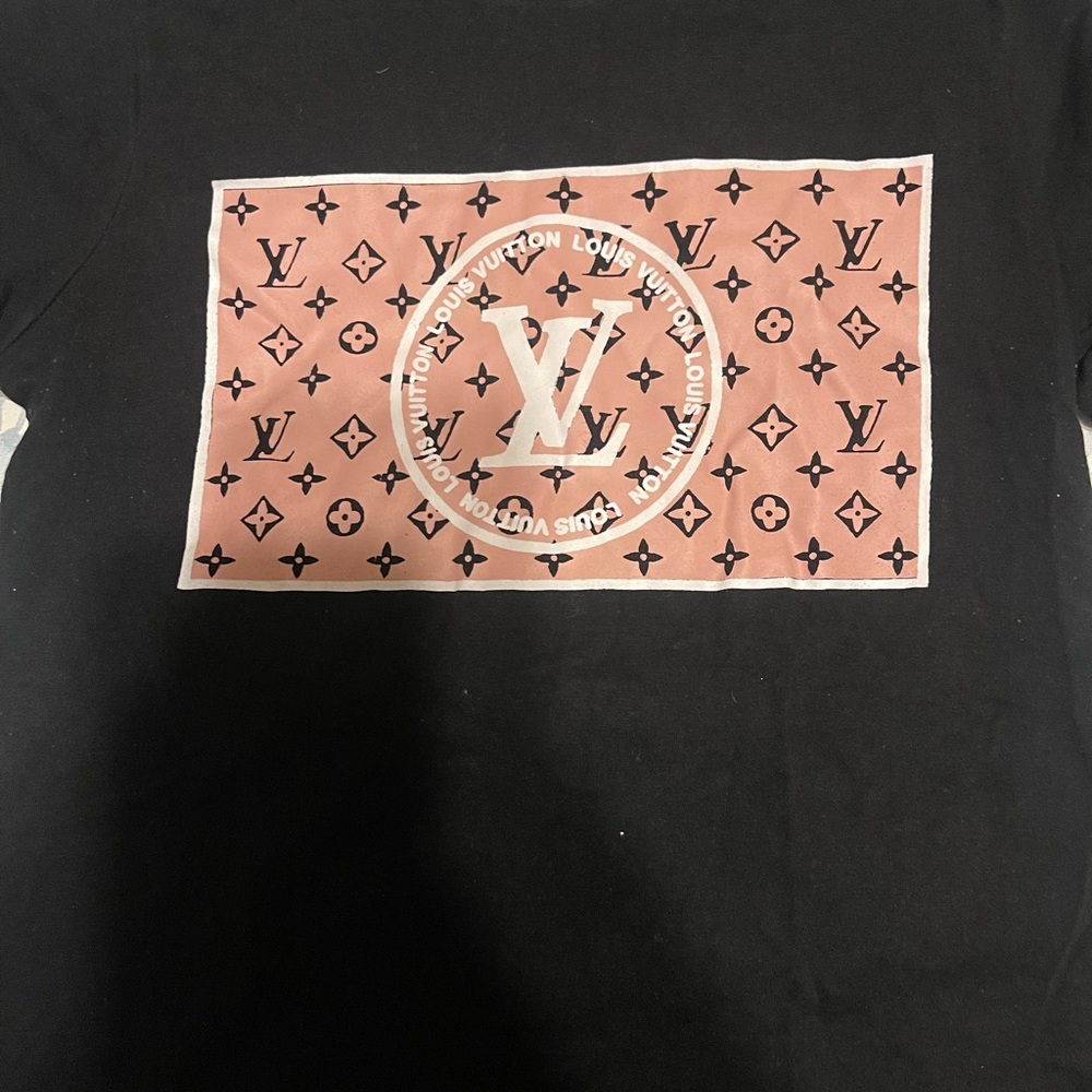 Louis Vuitton Kids Black and Pink Monogram Tee